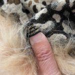 Luxury Leopard Print Wool Scarf‎ with Faux Fur Trim Elegant Warm Accessory Brown Photo 3