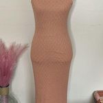 House of Harlow 1960 • crochet high neck bodycon sleeveless midi dress Tan Size XS Photo 0