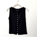Abercrombie & Fitch [] Black Wide Rib Knit Button-Through Slash Top Size Small S Photo 1