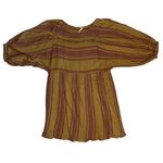 Free People Boho Gauze Cotton Brown Burgundy Striped Lilly Mini Dress Size XS Photo 6