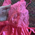 Victoria's Secret RETRO Y2K  HOT PINK SATIN LACE SEXY BABY DOLL TOP Photo 3