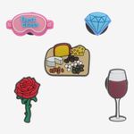 Crocs Jibbitz Charms Five Pack New Ladies Night Rose Wine Cheese Diamond Photo 0