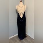 ZARA  Bloggers Fav Backless Navy Blue Velvet Lingerie-Style Open Leg Dress Size M Photo 5