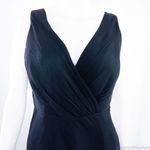 J.Crew  100%‎ silk asymmetric hem V neck navy blue midi dress, size 2 Photo 3