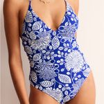 Boden Symi String Swimsuit One Piece Gardenia Swirl Size 6L Long Halterneck Blue Photo 1