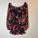 Lulus  Dramatically Dreamy Black Floral Chiffon Tiered Lurex Mini‎ Dress Medium Photo 6