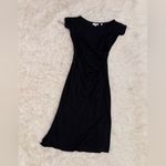 Vince NWOT Short Sleeve Black Off-the-Shoulder Midi Faux Wrap Dress size XS Photo 4