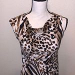 French Connection UK Style  Mini Dress Cheetah Print Safari Ruched Side Cowl Neck Photo 1