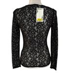 Chelsea and Violet NEW Size S Sheer Floral Lace Long Sleeve Top Black Goth Grunge Photo 1