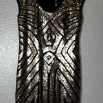 Neslay Design Black Gold Sequin Party Dress Small Glam Bodycon Sparkle Photo 0