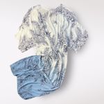 Surf Gypsy ‎ White Blue Floral Twist Front Kaftan Maxi Cover Up Size M Photo 2