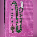 Lucky Brand  Emerald Green Beaded Christ Jesus Long chain Necklace Y-drop 41” Photo 6