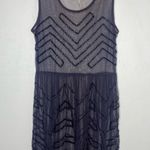 Free People Black Dark Plum Grey Mesh Beaded Sheer Mini Dress Festival Size XS Photo 2