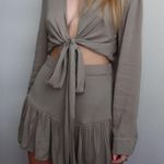 Mable Olive Tie Front Long Sleeve Two Piece Set Photo 2