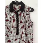Ann Taylor  Dark Red Paisley Print 1/4 Button Popover Dress Size Small Photo 3