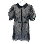 Dolls Kill  SUGAR THRILLZ Sheer Mesh Floral Embroidered Puff Sleeve Dress Sz 2XL Photo 1