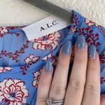 A.L.C. NWT  Behati Dress Pleated Long Sleeve Cocktail Asymmetric Blue/Red Multi 6 Photo 8