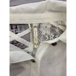 Uno Core Sheer Top Womens S Floral Lace Lattice Back Short Sleeves Collar White Photo 4