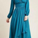 Anthropologie Gwendolyn Asymmetric Maxi Dress Blue Teal Size 0 Photo 0