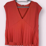 ZARA  VNeck Pleated Red Top Small Photo 0