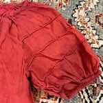 J.Crew  Puff Sleeve Textured Cotton Peasant  rust red Top XL Photo 6