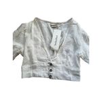 Pull & Bear  White Crop Short Sleeve Button Bolero Size Small Photo 5