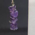 Sterling Silver Amethyst Chip Dangling Earrings Purple Photo 1