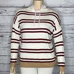 Lou & grey Size XL White & Burgundy Stripe Cowl Neckline Lightweight Sweater Top Photo 0