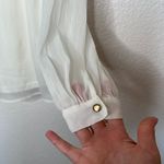 H&M  Women's Lace & Chiffon Coquette Blouse Long Sleeve Size 4 Cream White Photo 6