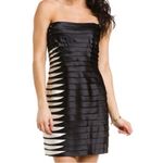 BCBGMAXAZRIA  Black Satin Strapless Mini Dress Size 0 Photo 1