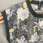 Vintage Floral Top Gray Tropical Ribbing Lightweight Short Sleeve Slouchy Flower Photo 4