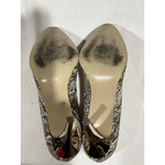 Nine West Womans  7.5 M Brown Beige Snakeskin Pumps Gold High Heel Photo 7