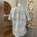 Talbots  Pink and Green pastel colors Floral Blouse Photo 2