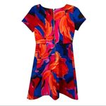 Amanda Uprichard Red & Blue Scuba Material Short Sleeve Dress Photo 1