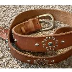 Cowboy 8 Belt Brown Leather Studded Rhinestones 1.25”x49” Western Cowgirl Rodeo Photo 0