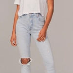 Abercrombie & Fitch Abercrombie Fitch The Skinny High Rise Jeans Light Wash Frayed Hem Plus Size 32 Photo 0