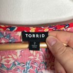 Torrid  Red Rayon Slub Tie-Front Top with oriental floral print size 2X Photo 8