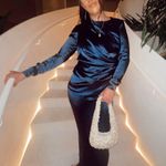 ASOS Design Satin High Drape Neck Dress Photo 1