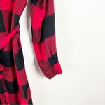 BEACH LUNCH LOUNGE Black & Red Checkered Belted Front Button Shirt Dress Small Photo 5