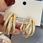 18K Gold C Shaped Bent Tube Earrings Photo 0