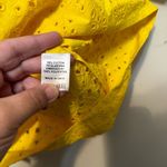 Jude Connally Eyelet Button Back Short Sleeve Top Size Small Yellow Laser Cut Photo 3