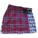Source Unknown Y2K 28”  pleated plaid buckle mini skirt with a red white plaid pattern Photo 7