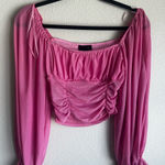 Fiestar Chic Pink Ruched Crop Top Photo 0