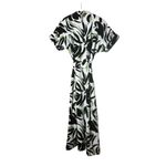 Fred David NWT  White Black Green Floral Leaf Adjustable Belted Dress Size Medium Photo 5