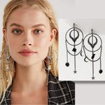 Free People Dancing In The Street Hoops Gold NWT Bohemian Witchy Moon Stars Photo 1