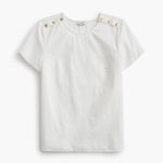 J.Crew Linen Blend Button Shoulder Shirt Top Short Sleeve Preppy White S NWT Photo 3