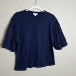Current Air  Blue Flared Sleeve Contrast Stcig Navy Preppy L 100 Cotton Staple M Photo 1