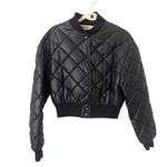 Stella McCartney  Marisa‎ Faux Leather Quilted Cropped Bomber Jacket Black Sz 38 Photo 1