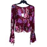 Free People Women's Floral Print Of Paradise Tie Front Crop Top Photo 2