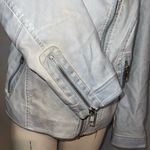 Chico's Chico’s light blue silver zipper faux leather motorcycle jacket coat womans M Photo 3